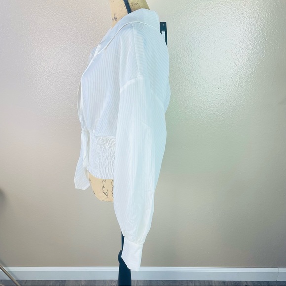 Fashion Nova Crop Top XL Relaxed Fit Long Sleeve Blouse Shirt Casual Minimalist - Picture 4 of 10